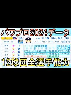 [x]【パワプロ2024】12球団全選手能力データver.1.00【パワフルプロ野球2024-2025】 - YouTube